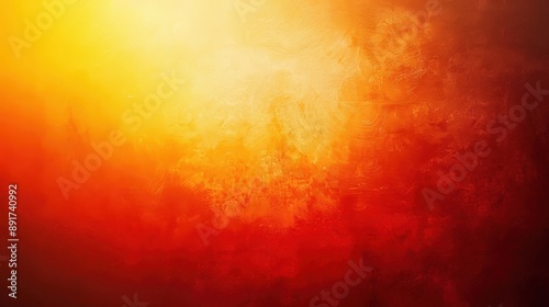 A vibrant gradient background transitions from dark red to bright yellow, creating a glowing effect in the center