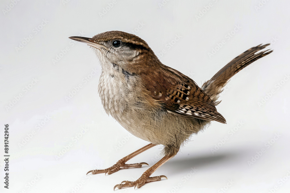 Fototapeta premium Close-up of a Wren on White Background