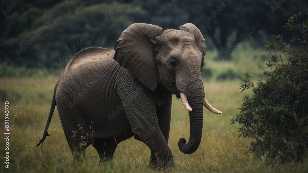Obraz premium A captivating view of elephants highlighting their majestic and peaceful nature