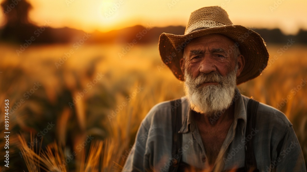 American Paddy field farmer in a field portrait American Paddy field farmer in a field portrait