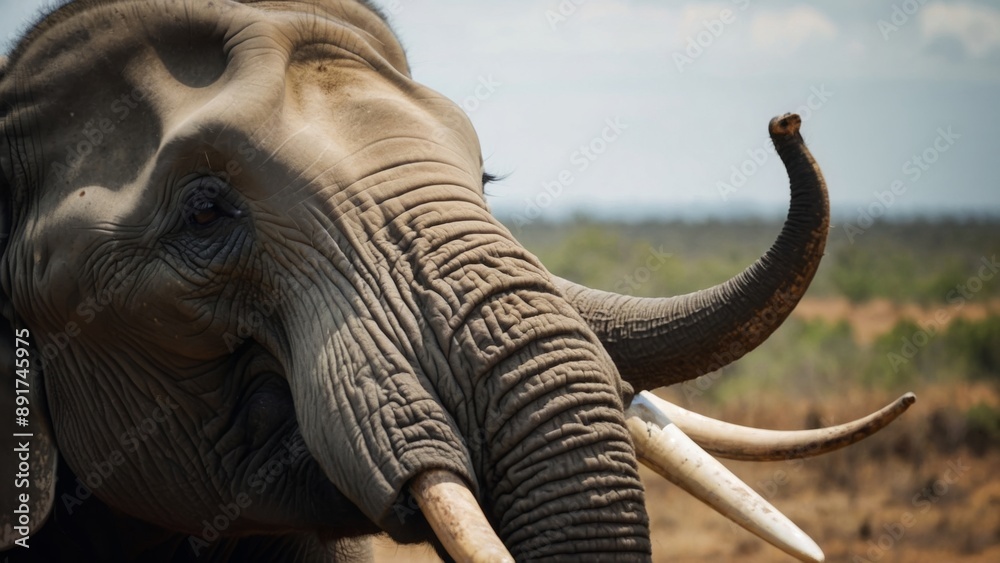 Fototapeta premium Graceful elephants in a moment of calm capturing their gentle and majestic nature
