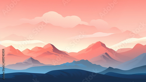 A mountain range against sunset sky background