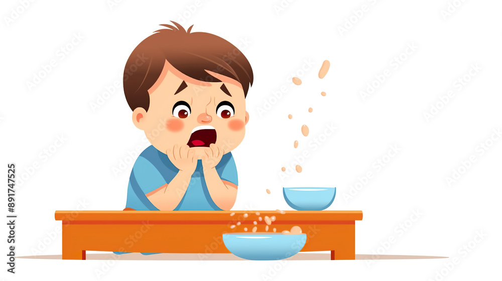 Baby crying at feeding time isolated on pure white background Baby crying at feeding time isolated on pure white background