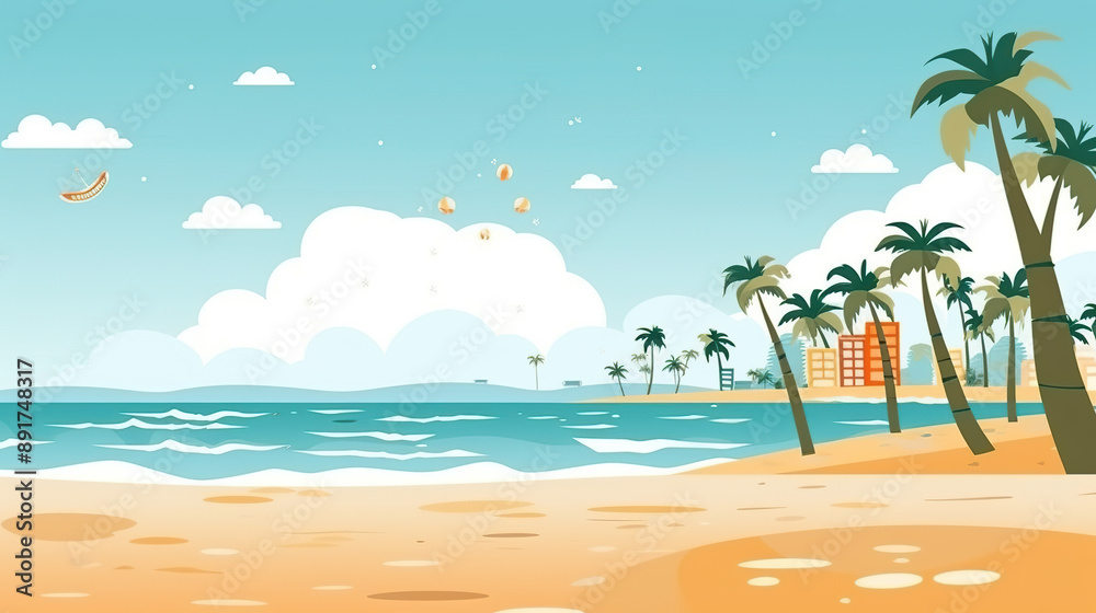 Fototapeta premium Beach background isolated on pure white background