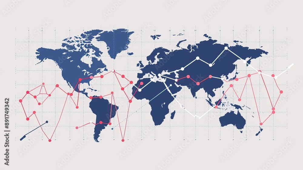 Global Economic Crisis Visualized. World map and graphs. High quality AI generated image Global Economic Crisis Visualized. World map and graphs. High quality AI generated image
