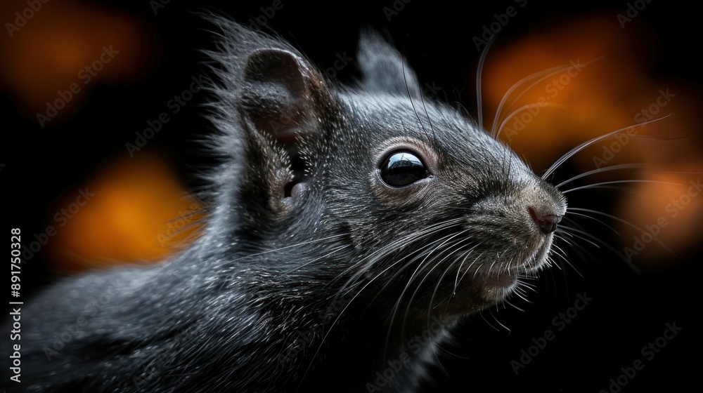 Abstract Black Squirrel Silhouette on Dark Background Abstract Black Squirrel Silhouette on Dark Background