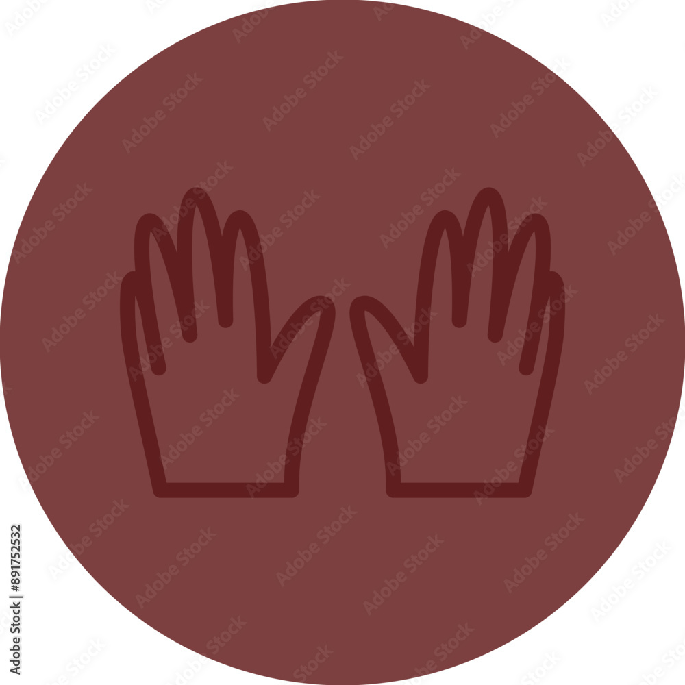 Leather Gloves Vector Line Maroon Circle Maroon Leather Gloves Vector Line Maroon Circle Maroon