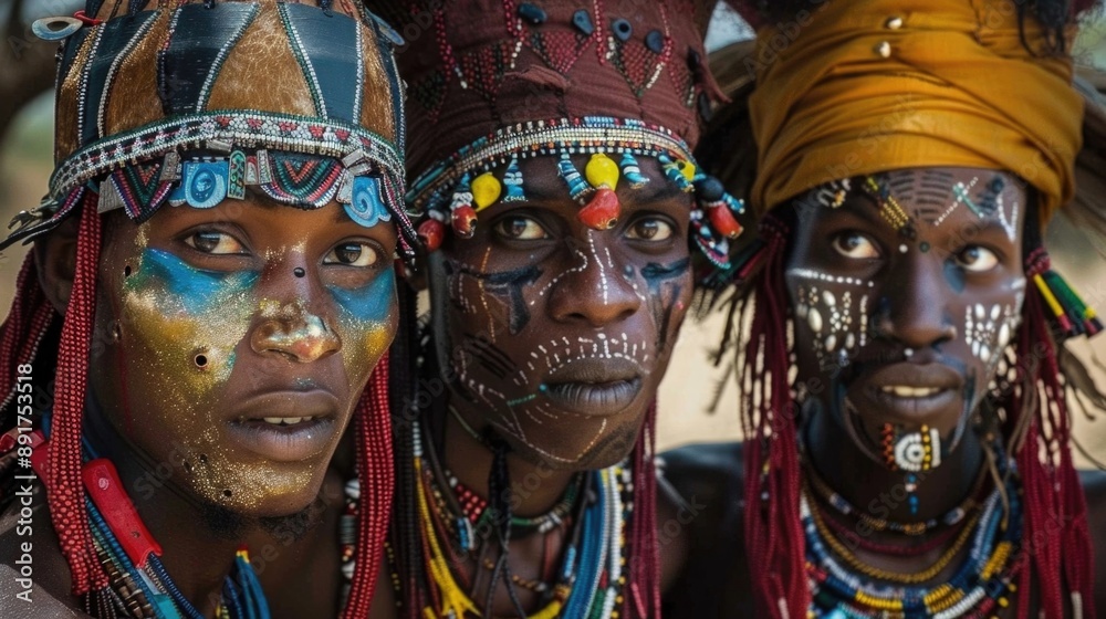 Aborígenes de tribu africana posando ante las cámaras con sus mascaras y maquillajes tribales. Aborígenes de tribu africana posando ante las cámaras con sus mascaras y maquillajes tribales.