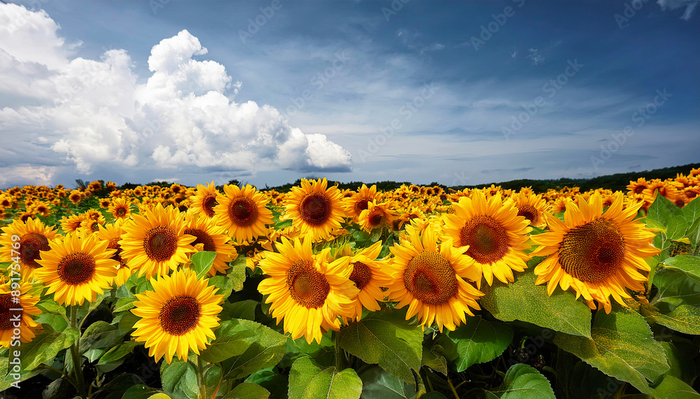 Fototapeta premium Sunflower field in the summer