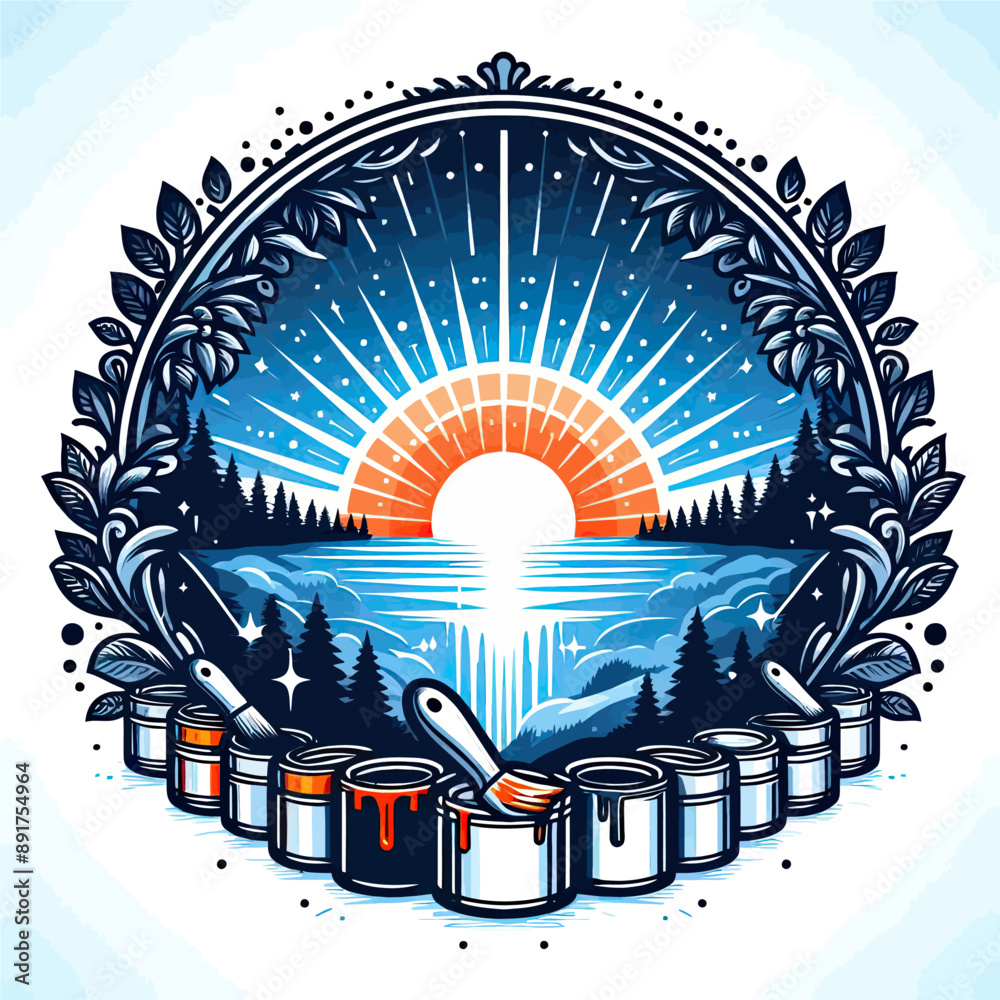 Fototapeta premium sunrise paint abstract vector 