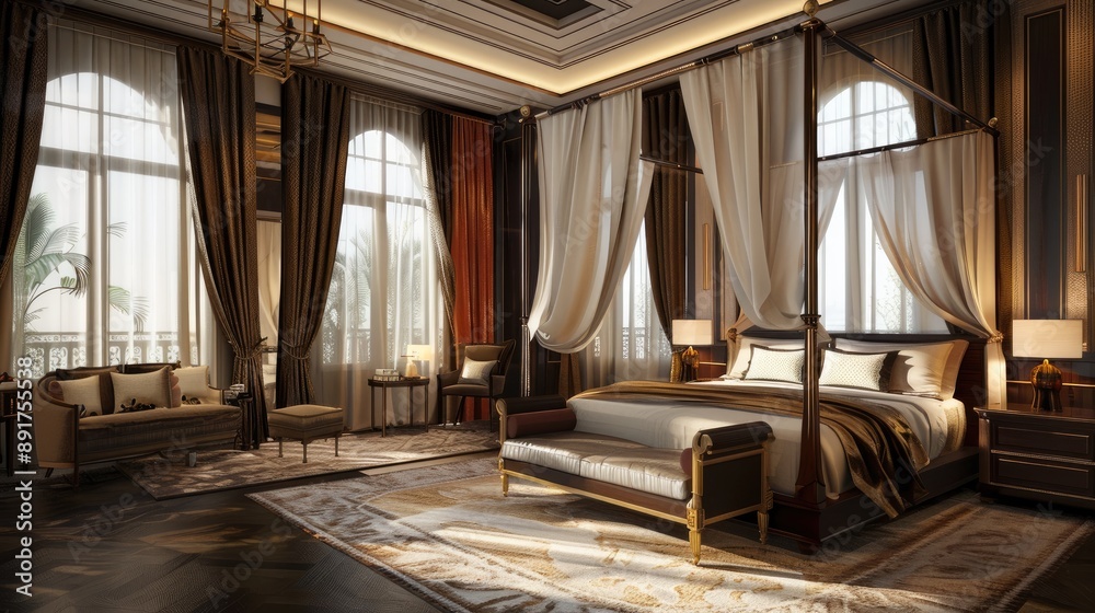 A luxurious bedroom with a canopy bed A luxurious bedroom with a canopy bed