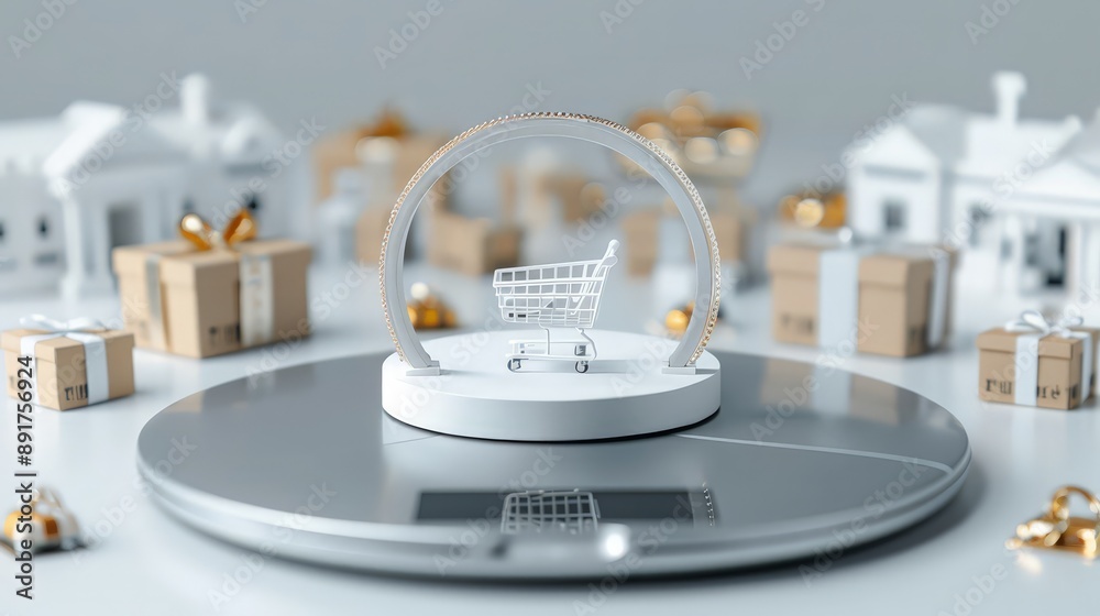 Global Digital Marketing and E-Commerce Concept with Depth of Field Focus