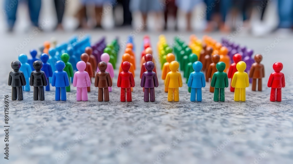 Obraz premium Unity in Diversity - A Thought-Provoking Illustration of Community and Social Issues with Deep Depth of Field
