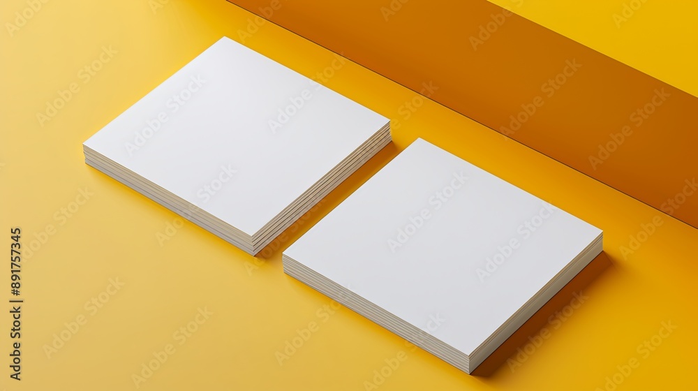Blank Business Cards Mockup on a Yellow Background Blank Business Cards Mockup on a Yellow Background