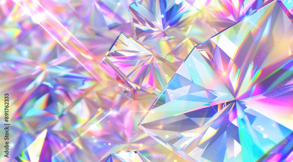 Iridescent background with glass crystal and color diamond texture, pattern, perfect for digital drawing overlays. Pastel colors, shiny and glossy holographic style with transparent effects. Iridescent background with glass crystal and color diamond texture, pattern, perfect for digital drawing overlays. Pastel colors, shiny and glossy holographic style with transparent effects.