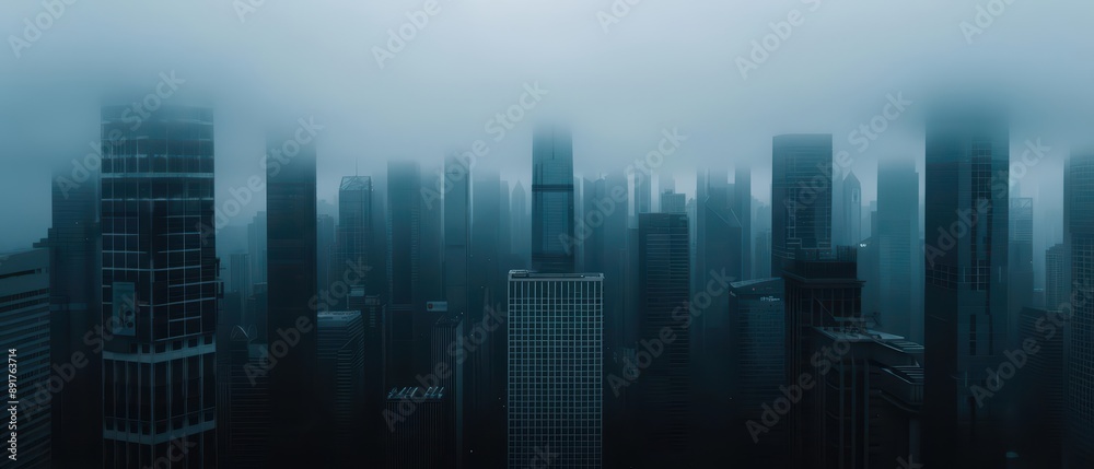 A hightech urban landscape in an ultramodern, supernatural scene with copy space identifies a thriving area where cuttingedge businesses and innovative startups flourish