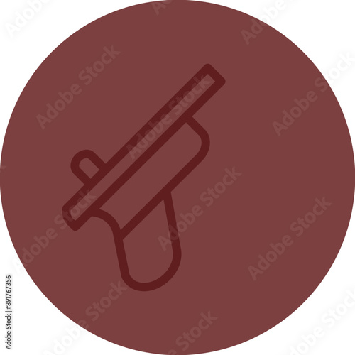 Pistol Vector Line Maroon Circle Maroon