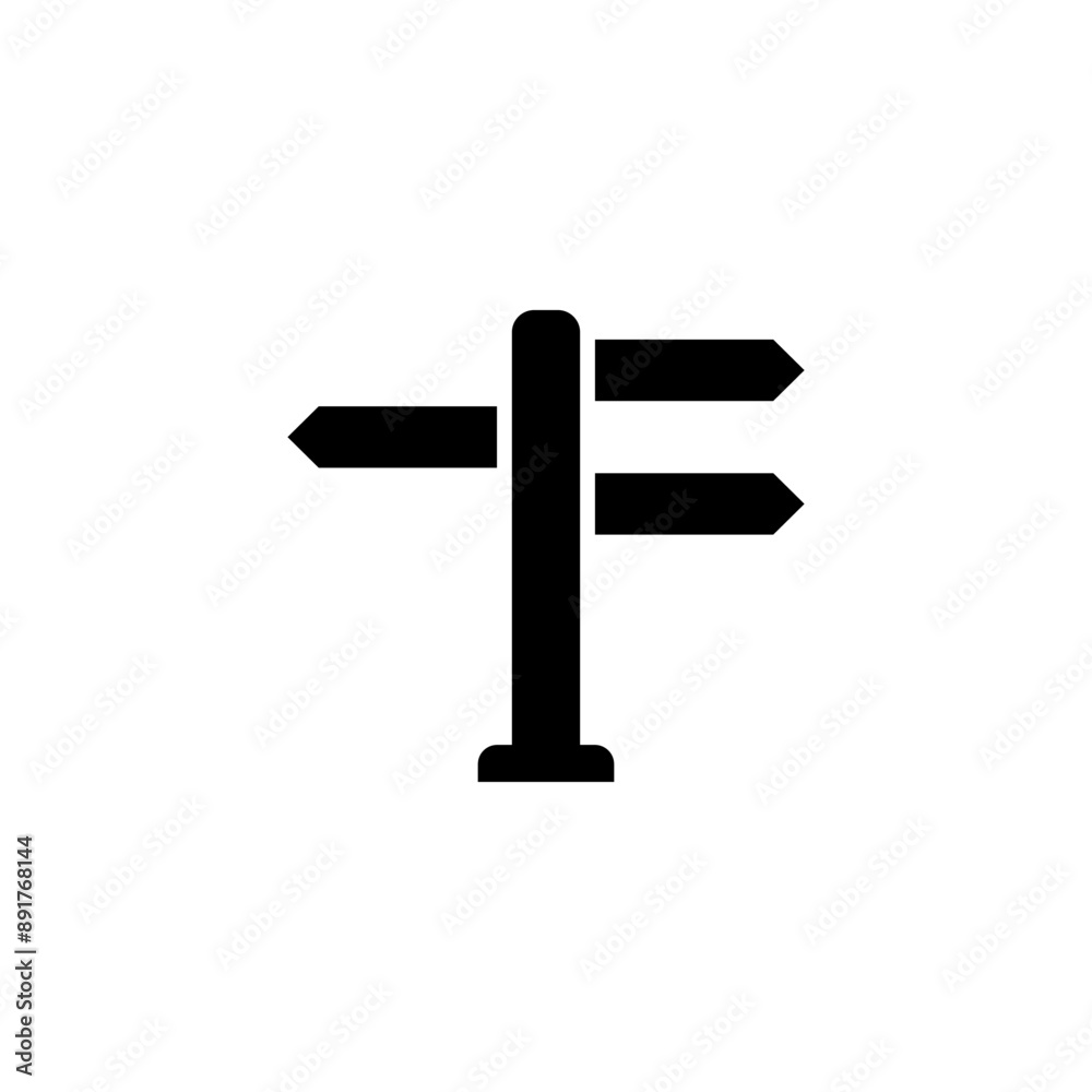 Black directional signpost vector icon. Black directional signpost vector icon.