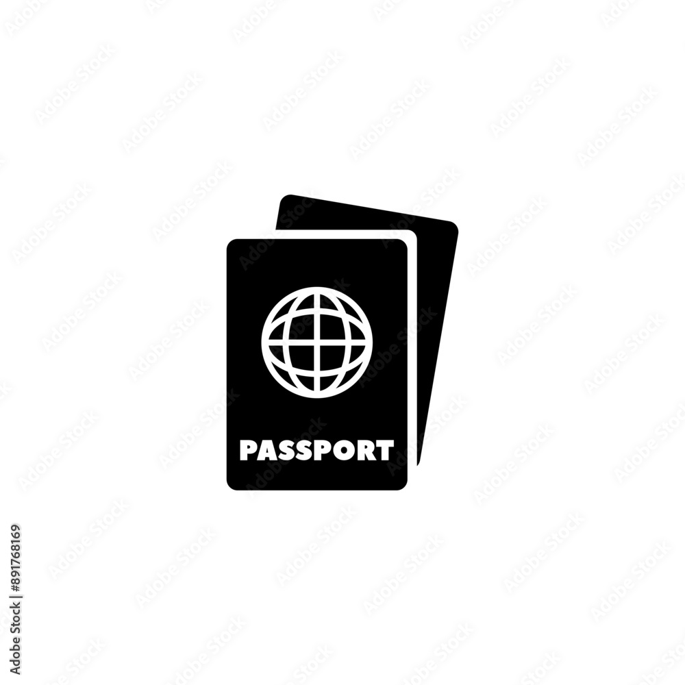 Black passport icons symbolizing travel documents. Black passport icons symbolizing travel documents.