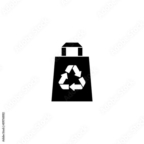 Black recycling bin icon with recycle symbol, promoting environmental conservation.