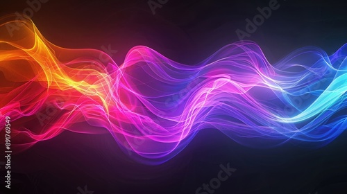 Vibrant Swirling Lines of Light and Color Dance Across a Dark Canvas