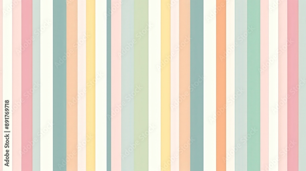 A seamless pattern of vertical pastel-colored stripes. The colors include light pink, pale blue, yellow, and soft green A seamless pattern of vertical pastel-colored stripes. The colors include light pink, pale blue, yellow, and soft green