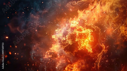 A Fiery Explosion in a Dark Sky