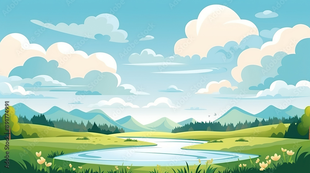 Fototapeta premium landscape with sunrays isolated on pure white background
