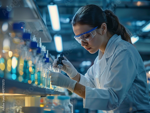 Female Scientist Working in a Modern Laboratory