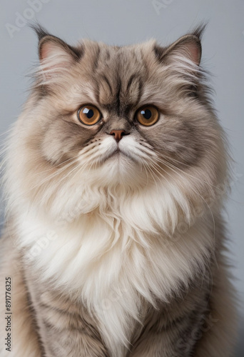  A fluffy Persian cat with a flattened face. 