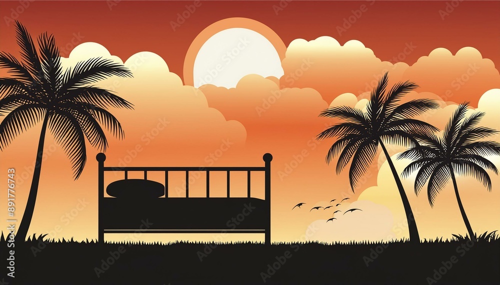 Fototapeta premium bed silhouette illustration