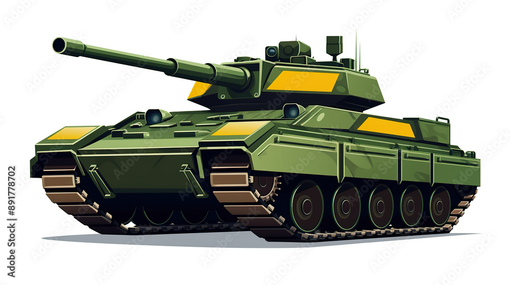 Separated military combat tank against a background of pristine white Separated military combat tank against a background of pristine white