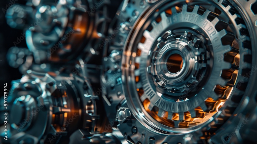 A close-up of intricate gears and mechanisms, symbolizing precision, complexity, innovation, engineering, and teamwork.