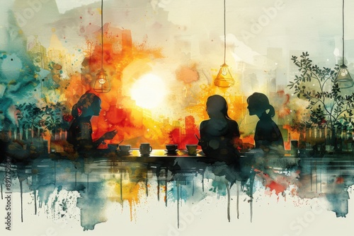 people sitting and conversing with coffee shop