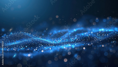 Dark blue and glow particle abstract background.
