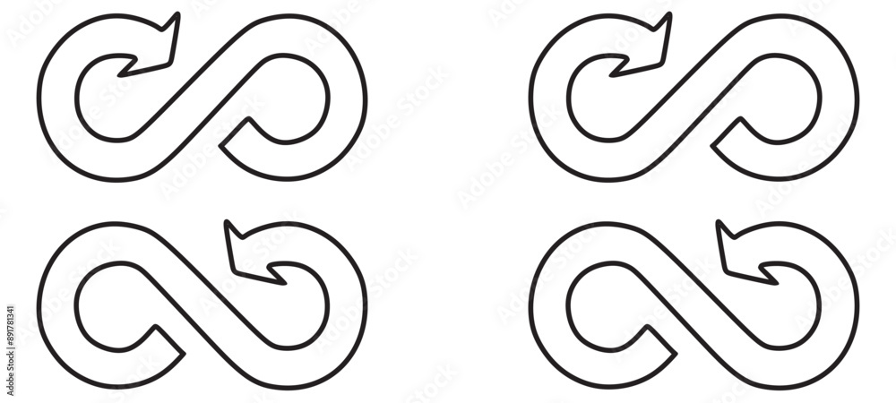 Circular economy loop arrow line icon isolated on white background vector illustration Circular economy loop arrow line icon isolated on white background vector illustration