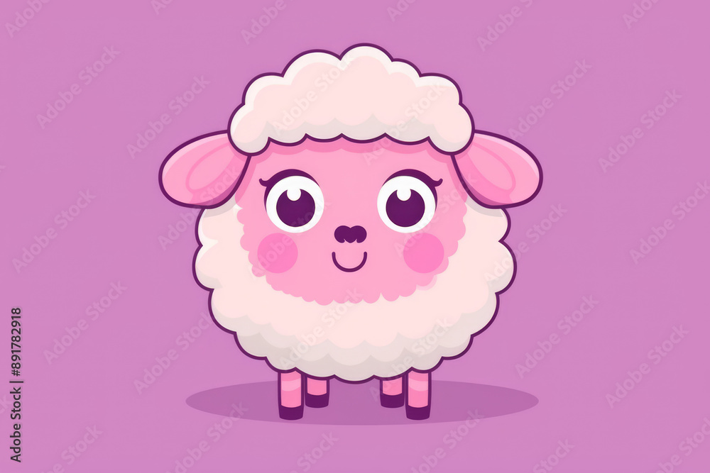 Cute cartoon sheep on pink background Cute cartoon sheep on pink background