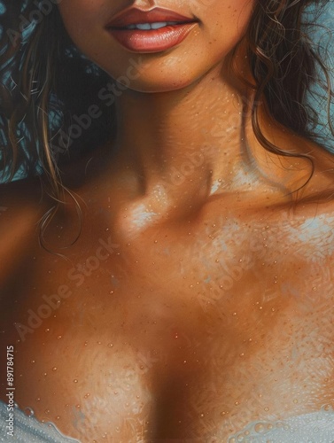 Wallpaper Mural Illustration of a beautiful woman with a gorgeous body, close-up view, showcasing artistic finesse. Torontodigital.ca