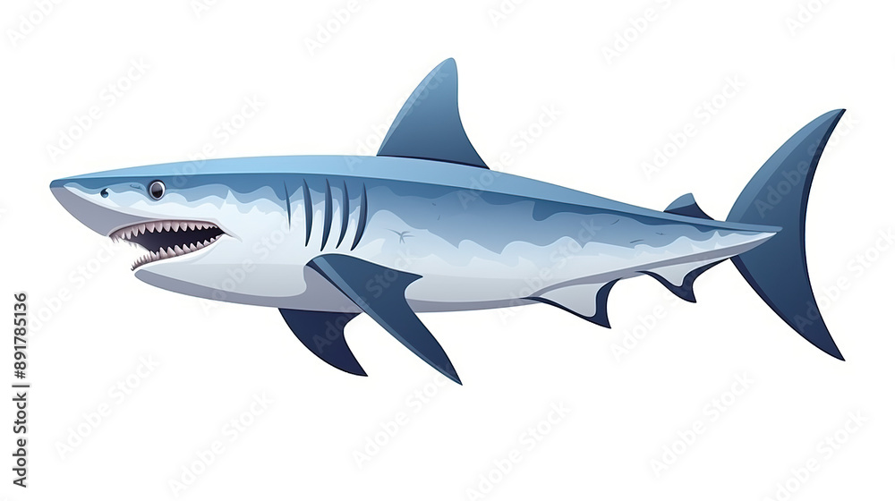 Fototapeta premium Shark isolated against a stark white background