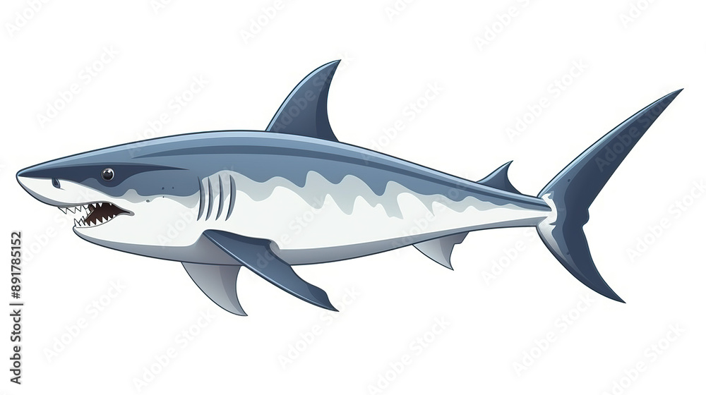 Shark isolated against a stark white background Shark isolated against a stark white background