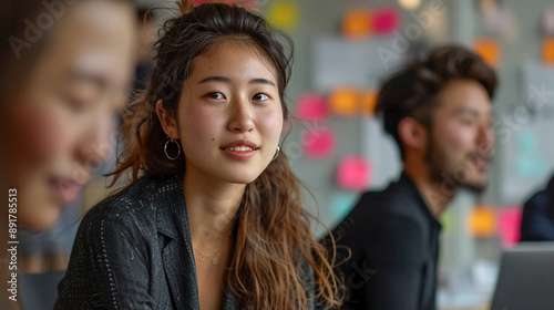 Wallpaper Mural asian businesswoman talking and discussing work with team in office. Multiracial people are working in office. Torontodigital.ca