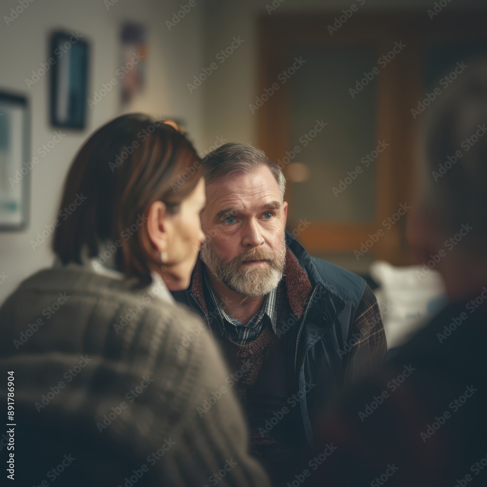 a man and woman talking to each other in a room a man and woman talking to each other in a room