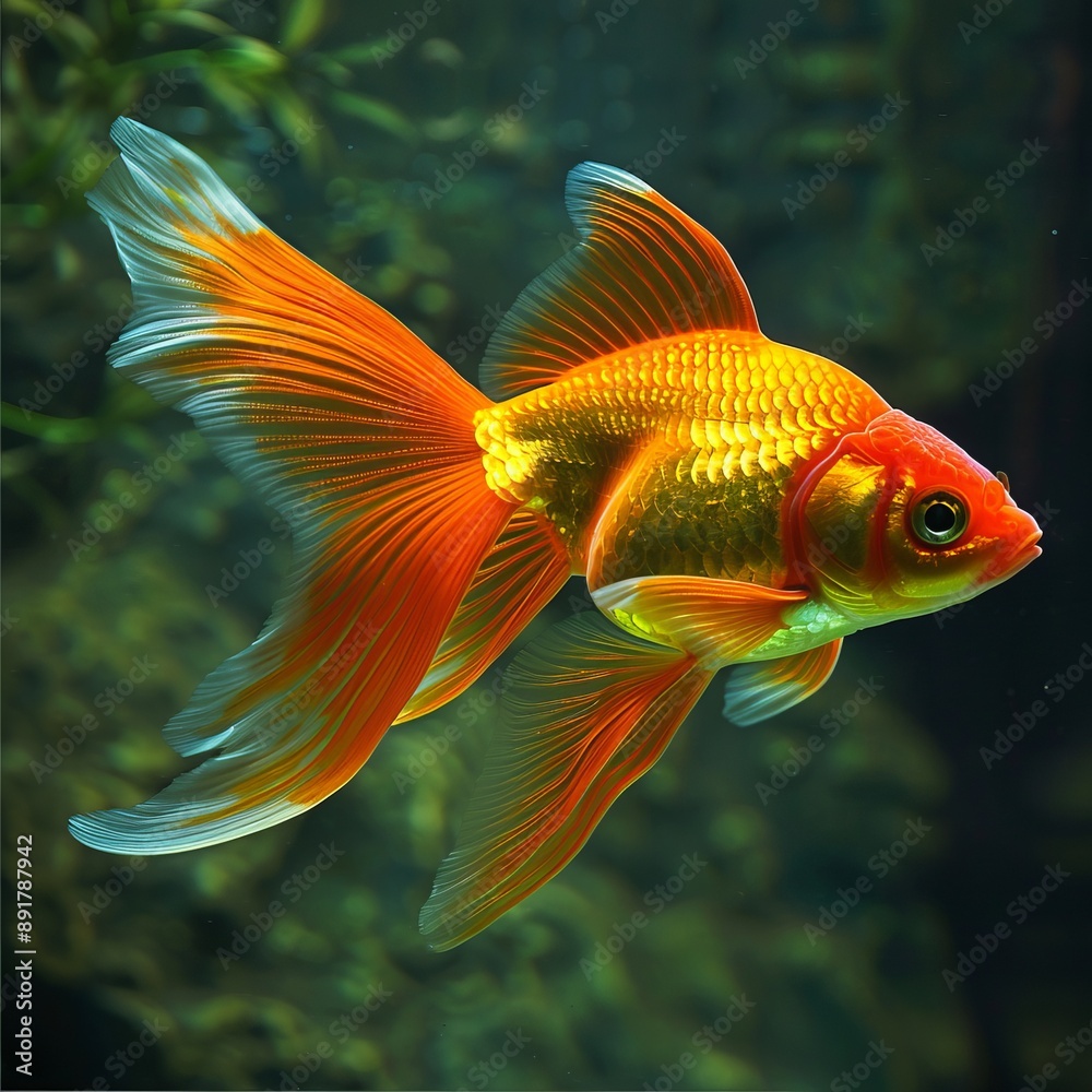 Graceful Goldfish in an Aquarium Graceful Goldfish in an Aquarium