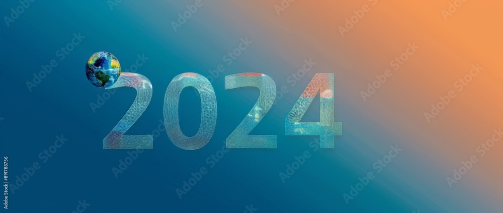 Naklejka premium Digital Globe with 2024