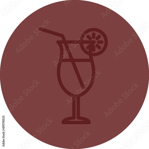 Tropical Drink Vector Line Maroon Circle Maroon