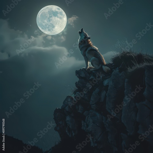 wolf howling at the moon
