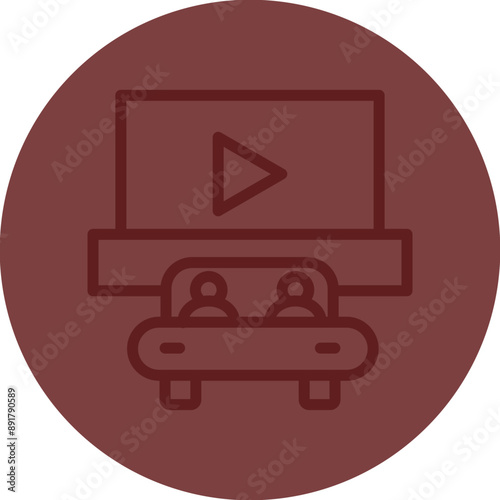 Outdoor Cinema Vector Line Maroon Circle Maroon