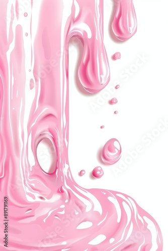 pink liquid dripping from a bottle on a white background