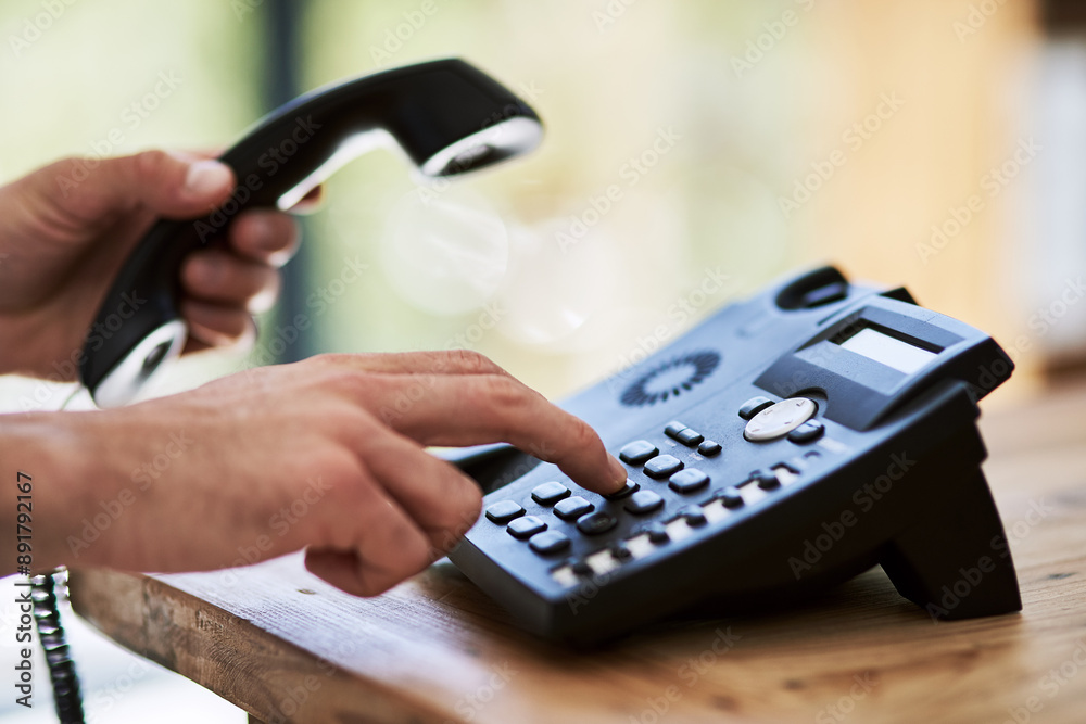 Hand, receptionist and office for dial and telephone, contact us and technology for conversation. Answer, workplace and assistant for help desk and operator for person, secretary and communication Hand, receptionist and office for dial and telephone, contact us and technology for conversation. Answer, workplace and assistant for help desk and operator for person, secretary and communication