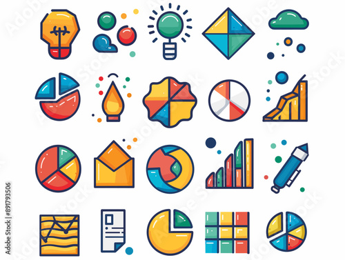 Set of business and finance icons. Vector illustration in thin line style